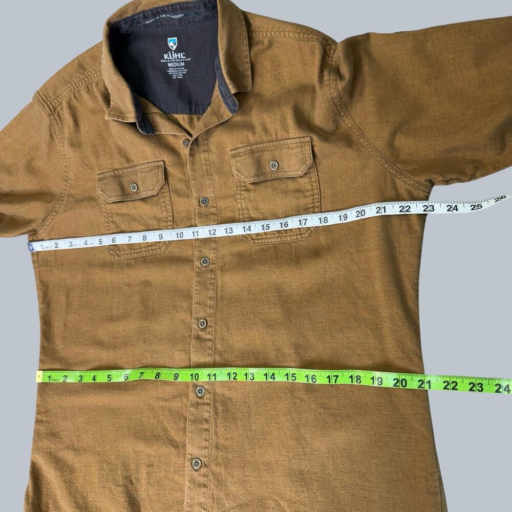 Kuhl Mens M Slim Fit Flannel Long Sleeve Button Up Utility Shirt Brown Pockets - Picture 6 of 8